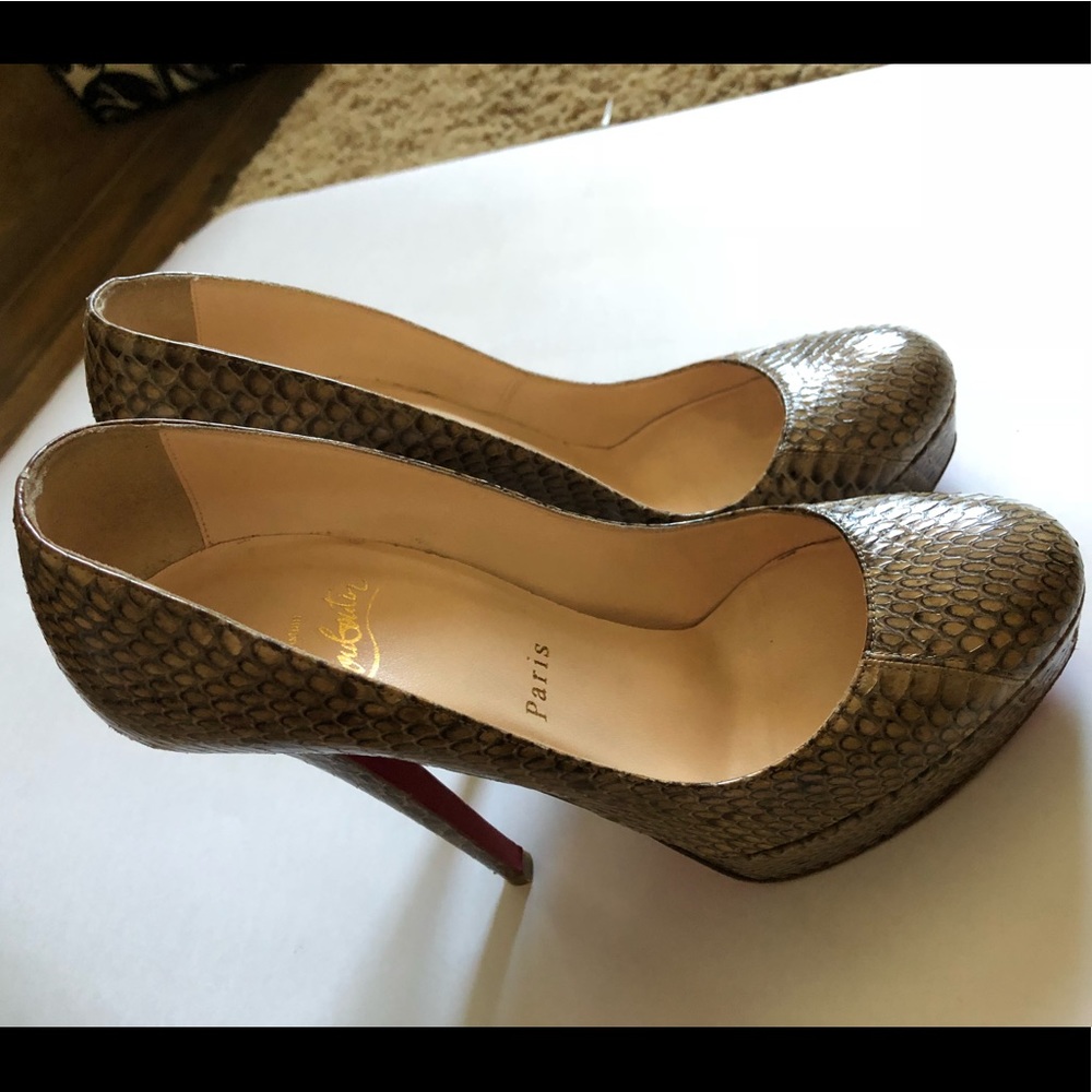 Christian Louboutin Snakeskin Platform Heals Pumps